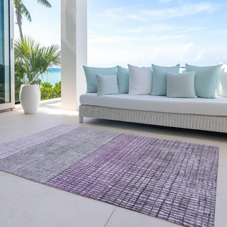 Piper Looms Chantille Geometric ACN1831 Plum Machine Washable Area Rug Outdoor Lifestyle Image Feature