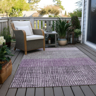 Piper Looms Chantille Geometric ACN1831 Plum Machine Washable Area Rug Outdoor Lifestyle Image Feature