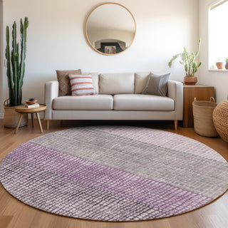 Piper Looms Chantille Geometric ACN1831 Plum Machine Washable Area Rug Round Lifestyle Image Feature