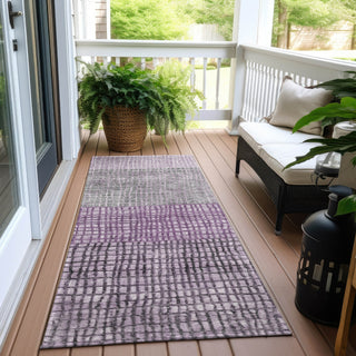 Piper Looms Chantille Geometric ACN1831 Plum Machine Washable Area Rug Runner Outdoor Lifestyle Image Feature