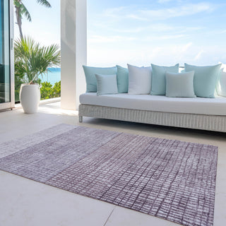 Piper Looms Chantille Geometric ACN1831 Purple Machine Washable Area Rug Outdoor Lifestyle Image Feature