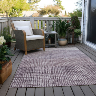 Piper Looms Chantille Geometric ACN1831 Purple Machine Washable Area Rug Outdoor Lifestyle Image Feature