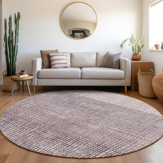 Piper Looms Chantille Geometric ACN1831 Purple Machine Washable Area Rug Round Lifestyle Image Feature