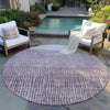 Piper Looms Chantille Geometric ACN1831 Purple Machine Washable Area Rug Round Outdoor Lifestyle Image Feature