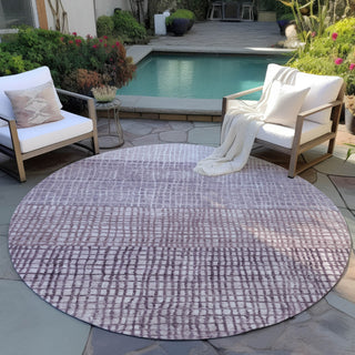 Piper Looms Chantille Geometric ACN1831 Purple Machine Washable Area Rug Round Outdoor Lifestyle Image Feature