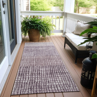 Piper Looms Chantille Geometric ACN1831 Purple Machine Washable Area Rug Runner Outdoor Lifestyle Image Feature