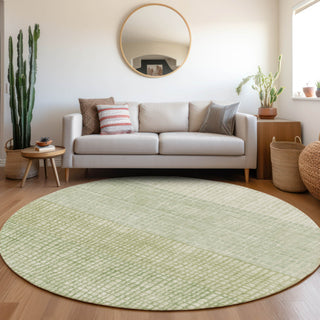 Piper Looms Chantille Geometric ACN1831 Sage Machine Washable Area Rug Round Lifestyle Image Feature