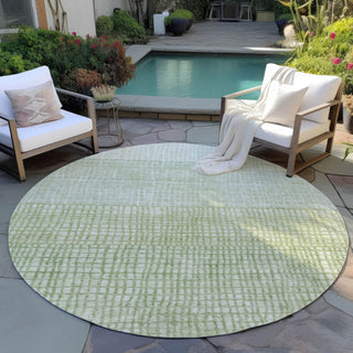 Piper Looms Chantille Geometric ACN1831 Sage Machine Washable Area Rug Round Outdoor Lifestyle Image Feature
