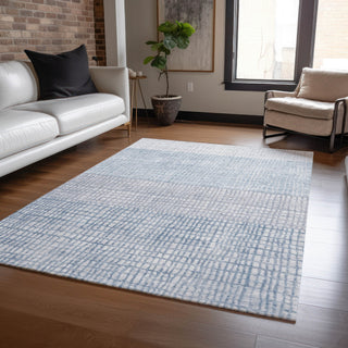 Piper Looms Chantille Geometric ACN1831 Sky Machine Washable Area Rug Lifestyle Image Feature