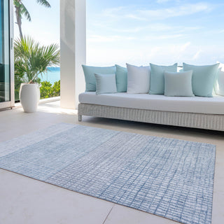 Piper Looms Chantille Geometric ACN1831 Sky Machine Washable Area Rug Outdoor Lifestyle Image Feature