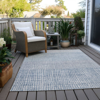 Piper Looms Chantille Geometric ACN1831 Sky Machine Washable Area Rug Outdoor Lifestyle Image Feature