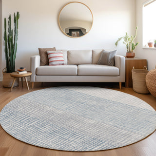 Piper Looms Chantille Geometric ACN1831 Sky Machine Washable Area Rug Round Lifestyle Image Feature
