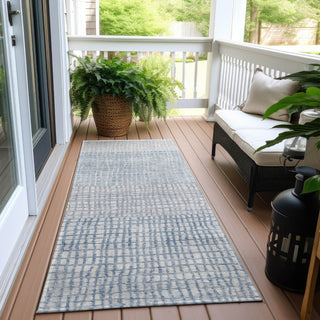 Piper Looms Chantille Geometric ACN1831 Sky Machine Washable Area Rug Runner Outdoor Lifestyle Image Feature