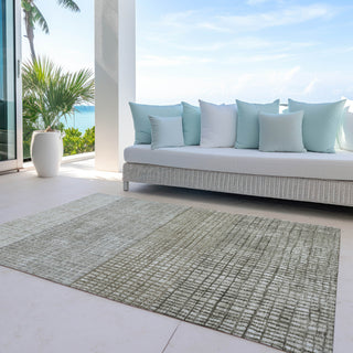 Piper Looms Chantille Geometric ACN1831 Taupe Machine Washable Area Rug Outdoor Lifestyle Image Feature