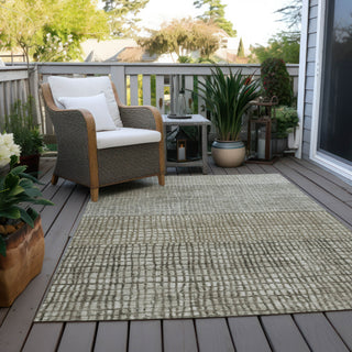 Piper Looms Chantille Geometric ACN1831 Taupe Machine Washable Area Rug Outdoor Lifestyle Image Feature