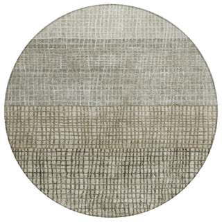 Piper Looms Chantille Geometric ACN1831 Taupe Machine Washable Area Rug Round Main Image