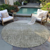 Piper Looms Chantille Geometric ACN1831 Taupe Machine Washable Area Rug Round Outdoor Lifestyle Image Feature