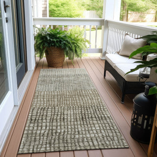 Piper Looms Chantille Geometric ACN1831 Taupe Machine Washable Area Rug Runner Outdoor Lifestyle Image Feature