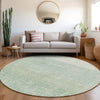 Piper Looms Chantille Geometric ACN1831 Teal Machine Washable Area Rug Round Lifestyle Image Feature