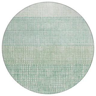Piper Looms Chantille Geometric ACN1831 Teal Machine Washable Area Rug Round Main Image