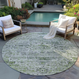 Piper Looms Chantille Global ACN1832 Aloe Machine Washable Area Rug Round Outdoor Lifestyle Image Feature
