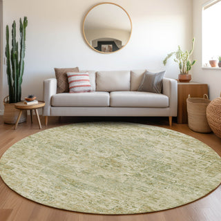 Piper Looms Chantille Global ACN1832 Sage Machine Washable Area Rug Round Lifestyle Image Feature