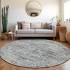 Piper Looms Chantille Global ACN1832 Sky Machine Washable Area Rug Round Lifestyle Image Feature