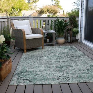 Piper Looms Chantille Global ACN1832 Teal Machine Washable Area Rug Outdoor Lifestyle Image Feature