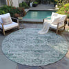 Piper Looms Chantille Global ACN1832 Teal Machine Washable Area Rug Round Outdoor Lifestyle Image Feature