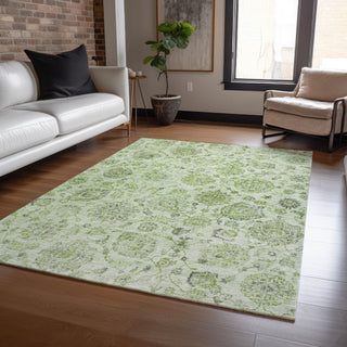 Piper Looms Chantille Damask ACN1833 Aloe Machine Washable Area Rug Lifestyle Image Feature