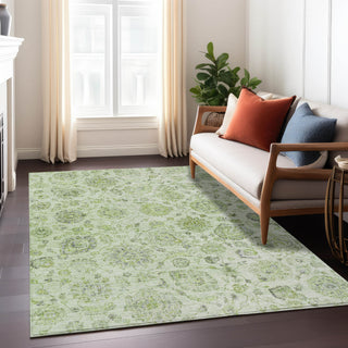 Piper Looms Chantille Damask ACN1833 Aloe Machine Washable Area Rug Lifestyle Image Feature