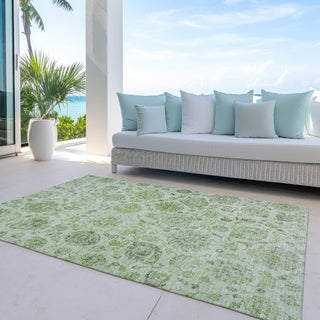 Piper Looms Chantille Damask ACN1833 Aloe Machine Washable Area Rug Outdoor Lifestyle Image Feature