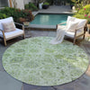 Piper Looms Chantille Damask ACN1833 Aloe Machine Washable Area Rug Round Outdoor Lifestyle Image Feature