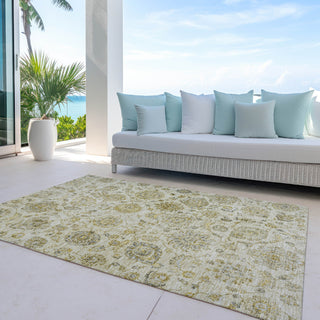 Piper Looms Chantille Damask ACN1833 Beige Machine Washable Area Rug Outdoor Lifestyle Image Feature