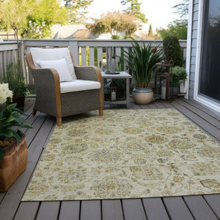 Piper Looms Chantille Damask ACN1833 Beige Machine Washable Area Rug Outdoor Lifestyle Image Feature