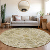 Piper Looms Chantille Damask ACN1833 Beige Machine Washable Area Rug Round Lifestyle Image Feature
