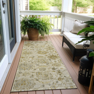 Piper Looms Chantille Damask ACN1833 Beige Machine Washable Area Rug Runner Outdoor Lifestyle Image Feature
