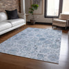 Piper Looms Chantille Damask ACN1833 Blue Machine Washable Area Rug Lifestyle Image Feature