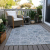 Piper Looms Chantille Damask ACN1833 Blue Machine Washable Area Rug Outdoor Lifestyle Image Feature