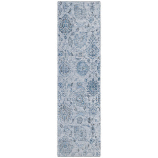 Piper Looms Chantille Damask ACN1833 Blue Machine Washable Area Rug Runner Main Image