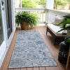 Piper Looms Chantille Damask ACN1833 Blue Machine Washable Area Rug Runner Outdoor Lifestyle Image Feature