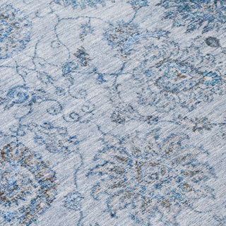 Piper Looms Chantille Damask ACN1833 Blue Machine Washable Area Rug Swatch Image