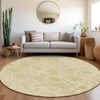 Piper Looms Chantille Damask ACN1833 Gold Machine Washable Area Rug Round Lifestyle Image Feature