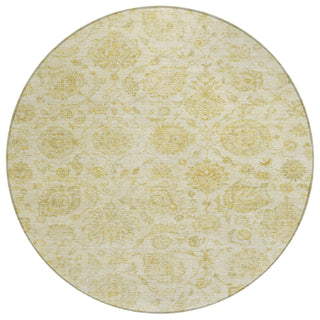 Piper Looms Chantille Damask ACN1833 Gold Machine Washable Area Rug Round Main Image