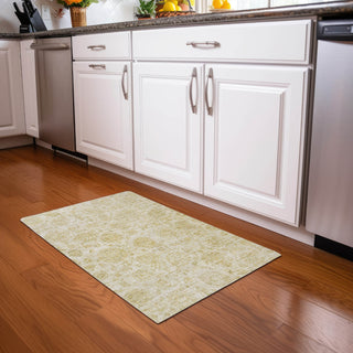 Piper Looms Chantille Damask ACN1833 Gold Machine Washable Area Rug Scatter Lifestyle Image Feature