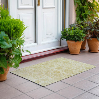 Piper Looms Chantille Damask ACN1833 Gold Machine Washable Area Rug Scatter Outdoor Lifestyle Image Feature
