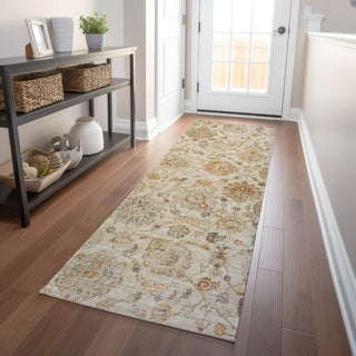 Piper Looms Chantille Damask ACN1833 Linen Machine Washable Area Rug Runner Lifestyle Image Feature