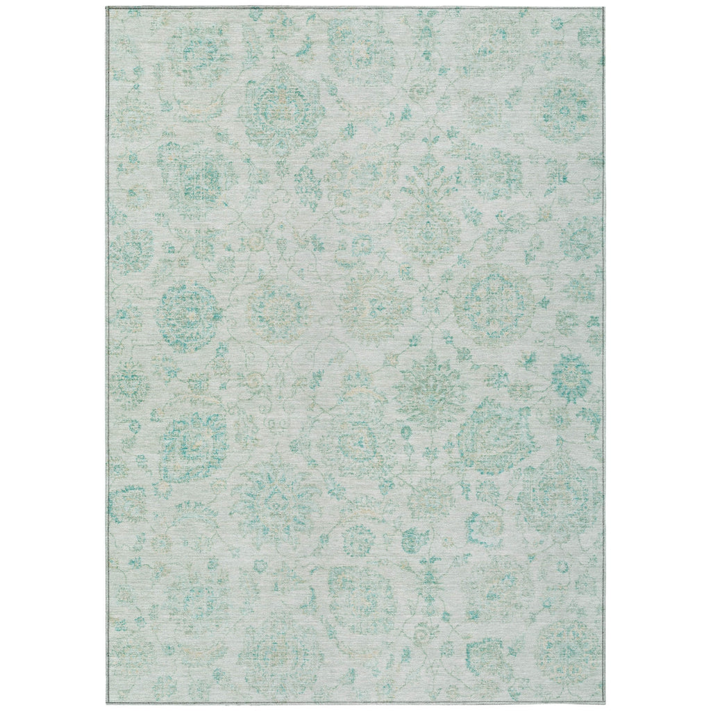 Piper Looms Chantille Damask ACN1833 Turquoise Machine Washable Area Rug main image
