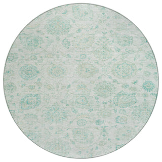 Piper Looms Chantille Damask ACN1833 Turquoise Machine Washable Area Rug Round Main Image