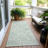 Piper Looms Chantille Damask ACN1833 Turquoise Machine Washable Area Rug Runner Outdoor Lifestyle Image Feature